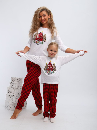 Пижама женская, модель 162, трикотаж (Нарядные ёлочки)