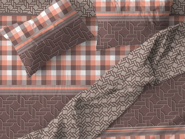 Простыня на резинке 200*200 см, поплин, борт 25 см (Оксфорд, коричневый)