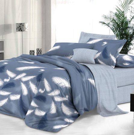 Комплект постельного белья 2-спальный, сатин "Престиж", с Европростыней (Плюмаж)