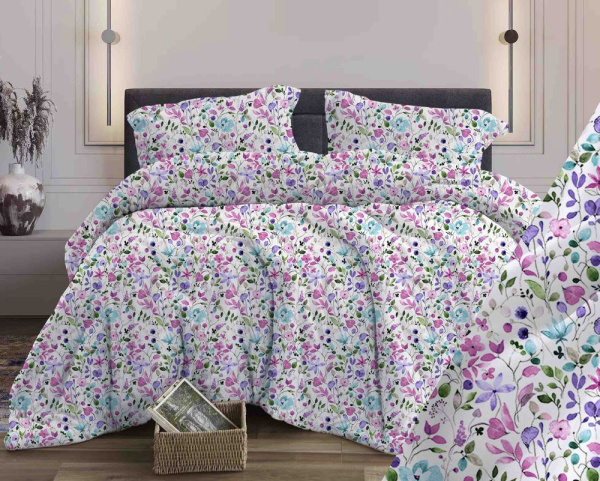 Комплект постельного белья 1,5-спальный, бязь "Комфорт" (Флоранс, сирень)