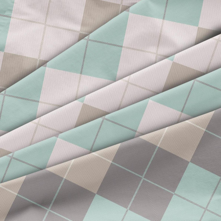 Комплект постельного белья 1,5-спальный, перкаль (Клетка Паддингтон, мятная)