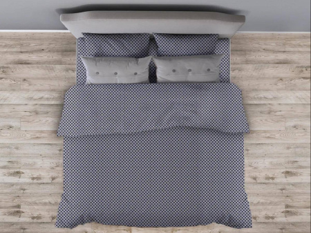 Комплект постельного белья Семейный, бязь "Комфорт" (Виши, темно-синий)