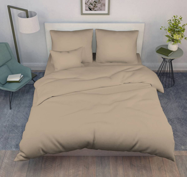 Пододеяльник 2-спальный, поплин гладкокрашеный (Кофе с молоком, вид 1)