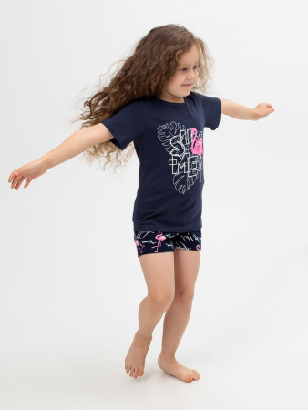 Пижама детская, модель 326, трикотаж (Фламинго, синий)