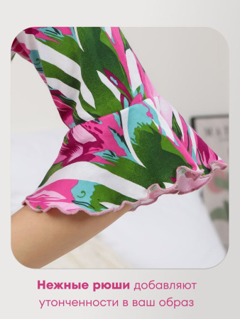 Халат женский, модель 130, трикотаж (Джунгли, розовый)