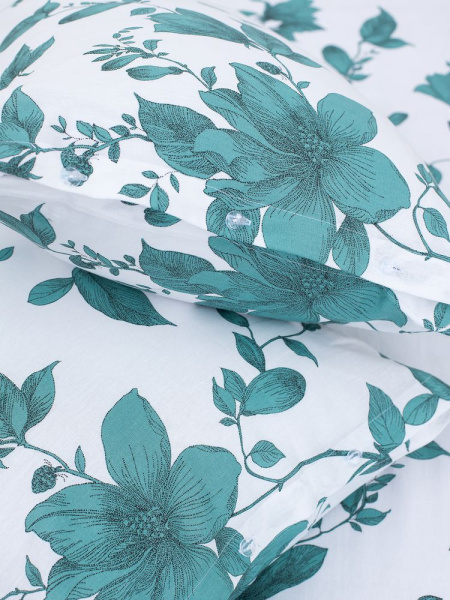 Наволочка 50*70 см, бязь "Комфорт", на пуговицах (Грация, зеленый)