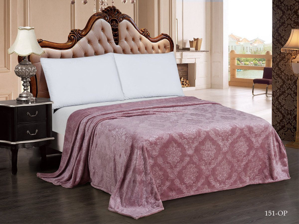 Плед 145*210 см, Велсофт - жаккард, Нежность (Парма, Сухая роза)