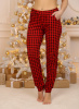 Брюки пижамные женские, модель 162, трикотаж (Красно-черная клетка)