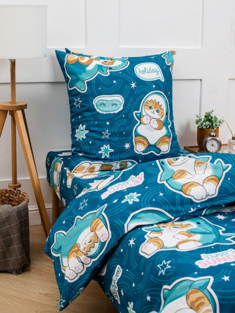 Наволочка 70*70 см, бязь "Комфорт", детская расцветка (Кот Акула)