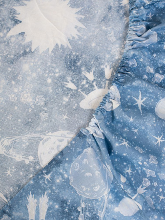 Простыня на резинке 080*160 см, перкаль, детская расцветка (Космос)