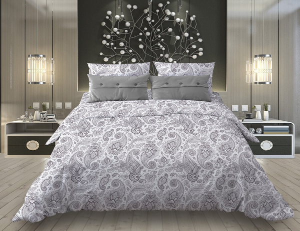 Простыня на резинке 090*200 см, бязь "Комфорт 150 см", борт 25 см (Восточные огурцы, белый)