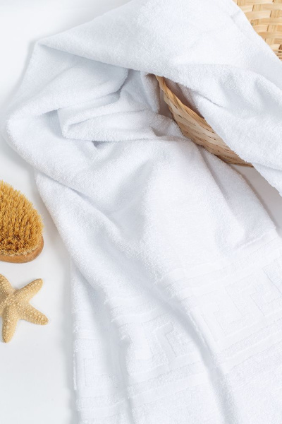 Махровое гладкокрашеное полотенце 70*140 см 380 г/м2 (Белый)