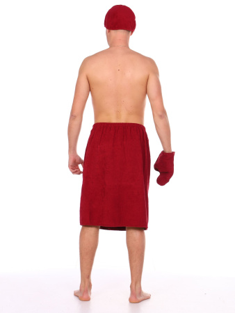 Комплект для сауны мужской,100% хлопок (Бордовый                )