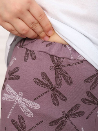 Брюки пижамные детские, модель 325, трикотаж (Стрекоза, лиловый)