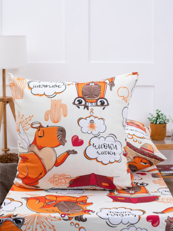 Простыня на резинке 090*190 см, бязь "Комфорт", детская расцветка (Капибара)