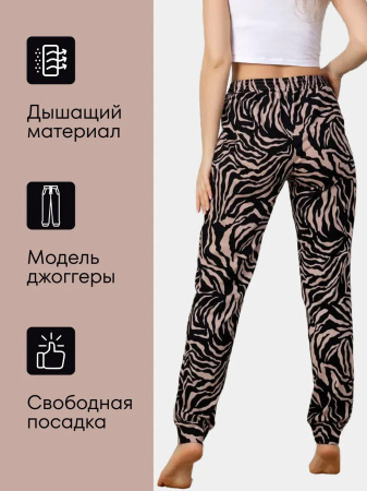 Брюки пижамные женские, модель 162, трикотаж (Зебра)