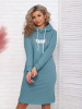 Туника женская с капюшоном, модель 170, трикотаж (Энжой, Бирюза)