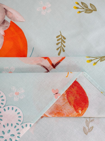 Простыня 100*150 см в детскую кроватку, перкаль, детская расцветка (Лисята)