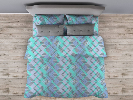 Простыня Евро, поплин (Ниагара, бирюзовый)