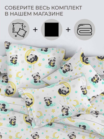 Простыня 1,5-спальная, перкаль, детская расцветка (Панда Лёлик)