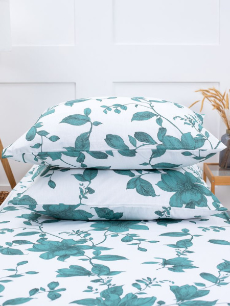 Наволочка 40*60 см, бязь "Комфорт" (Грация, зеленый)