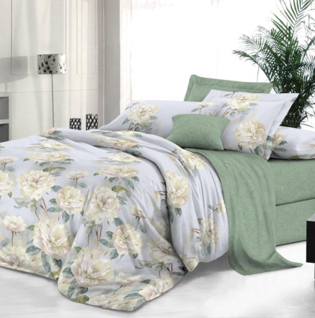 Простыня на резинке 140*200 см, сатин "Престиж", борт 25 см (Нежный цветок (компаньон))