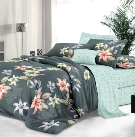 Комплект постельного белья 2-спальный, сатин "Престиж", с Европростыней (Лиля)