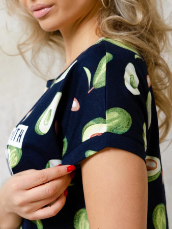 Туника женская, модель 142, трикотаж (Авокадо, синий)