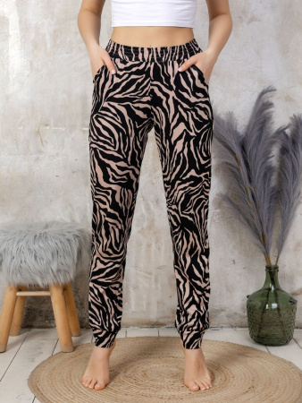 Брюки пижамные женские, модель 162, трикотаж (Зебра)