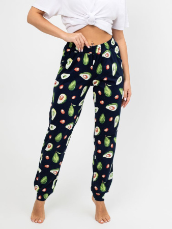 Брюки пижамные женские, модель 162, трикотаж (Авокадо, синий)