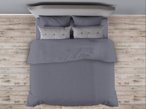 Пододеяльник 2-спальный, с вырезом "ромб", бязь "Комфорт" (Виши, темно-синий)