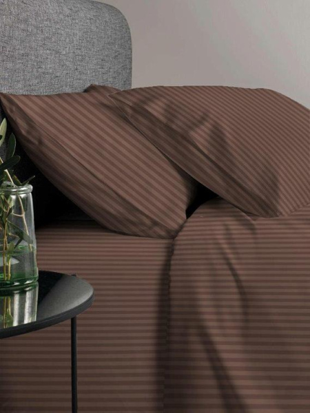 Комплект постельного белья Евромакси, перкаль (Лунная соната, шоколад)