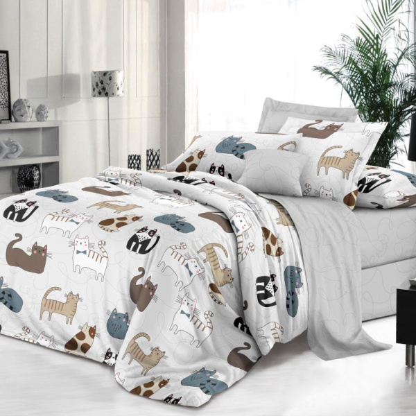 Пододеяльник 2-спальный на молнии, поплин (Любимцы (основа))