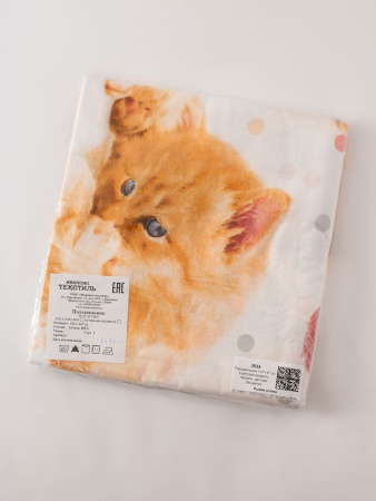 Пододеяльник 112*147 см в детскую кроватку, перкаль, детская расцветка (Рыжие котята)