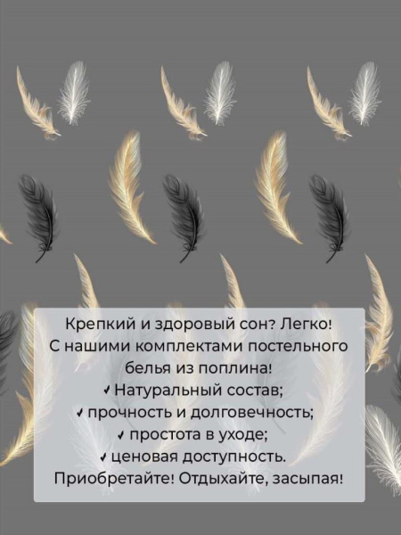 Пододеяльник 1,5-спальный на молнии, поплин (Финист (основа))