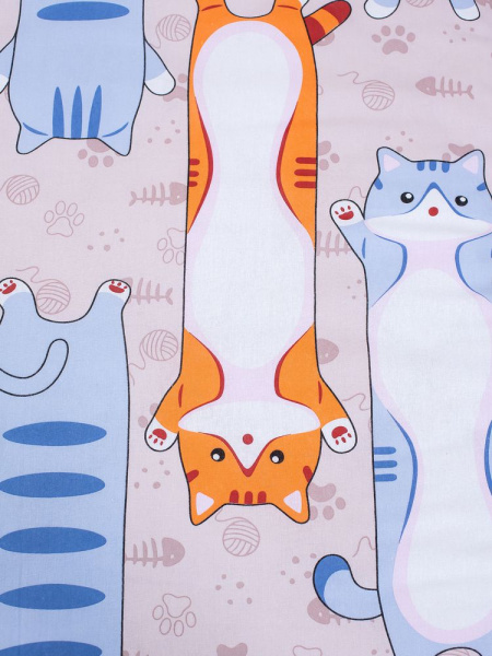 Наволочка 50*70 см, бязь "Комфорт", на пуговицах, детская расцветка (Кот батон)