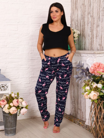 Брюки пижамные женские, модель 162М, трикотаж (Фламинго, синий)