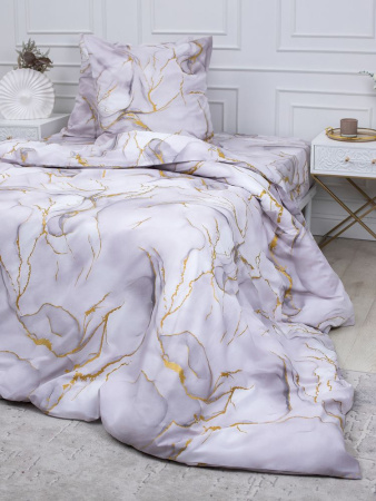 Пододеяльник Евромакси 240*220 см, перкаль (Мраморный узор, сиреневый)