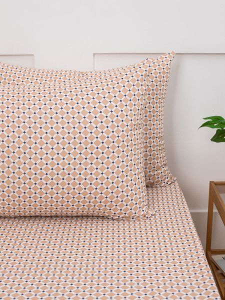 Наволочка 50*70 см, бязь "Комфорт", на пуговицах (Виши, бежевый)