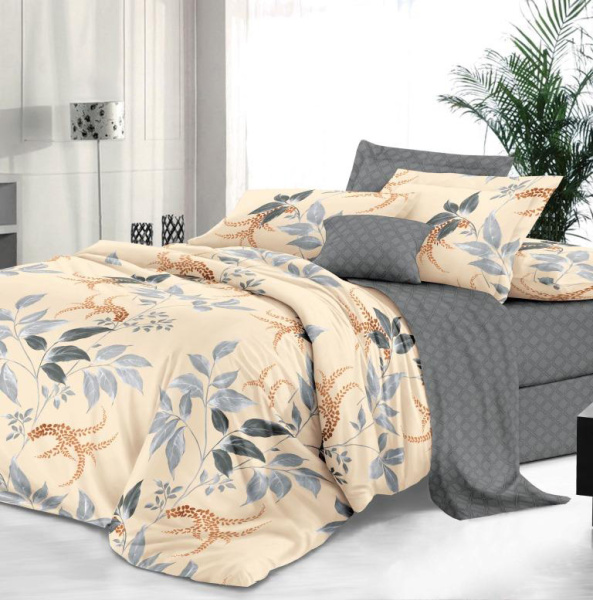 Комплект постельного белья 2-спальный, сатин "Престиж", с Европростыней (Филигрань)