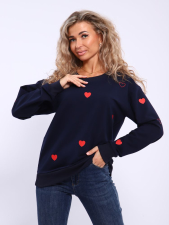 Свитшот женский, модель 173, трикотаж (Романтика, темно-синий)