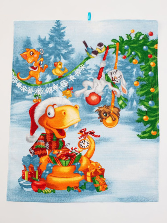 Комплект вафельных полотенец 48*60 см, 3 штуки (Веселый праздник)