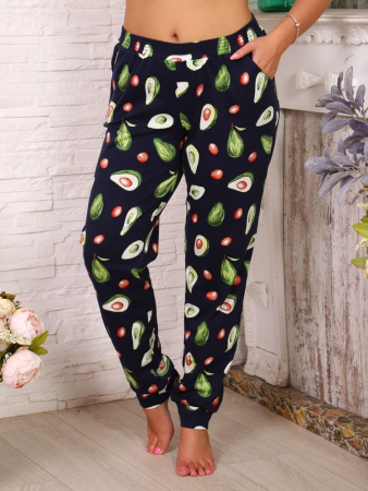 Брюки пижамные женские, модель 162М, трикотаж (Авокадо, синий)