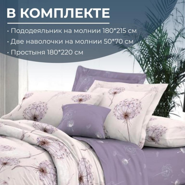 Комплект постельного белья 2-спальный, на молнии, поплин (Лю6ляна)