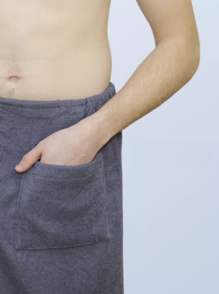 Комплект для сауны мужской,100% хлопок (Серый                )