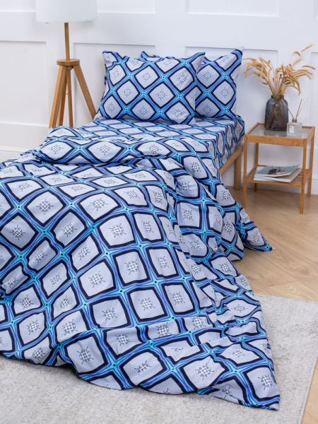 Наволочка 40*60 см, бязь "Комфорт" (Панно, бирюзовый)