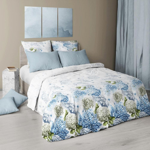 Комплект постельного белья 2-спальный с Евро простыней, перкаль (Тиара)