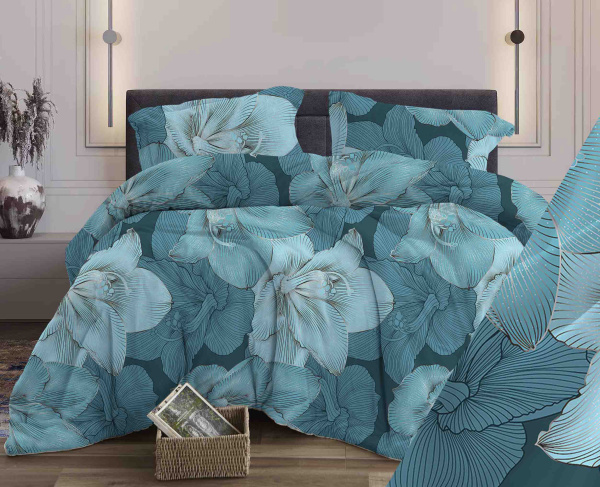 Простыня 2-спальная, бязь "Комфорт" (Богема, бирюзовый)