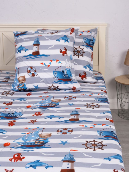 Наволочка 70*70 см, перкаль, детская расцветка (Рыбалка)