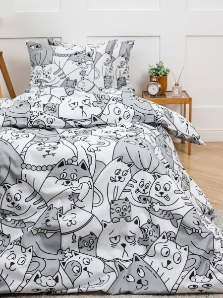 Наволочка 50*70 см, бязь "Комфорт", на пуговицах (Котовасия)